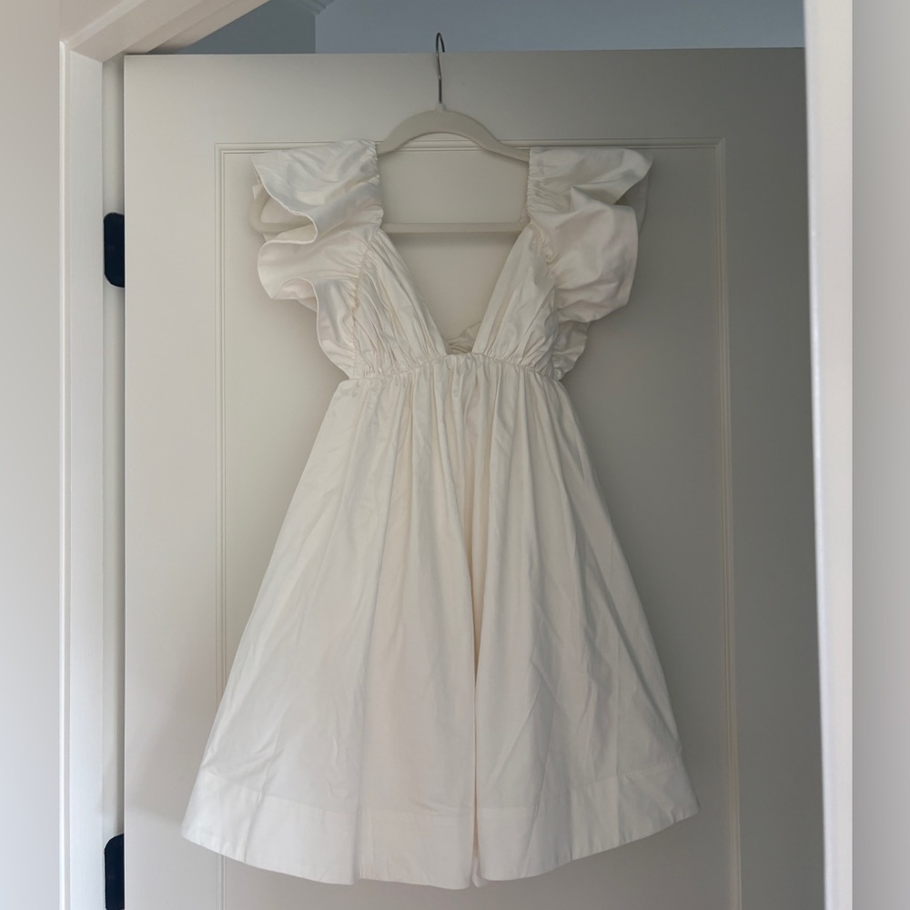For Love and Lemons white v neck mini dress